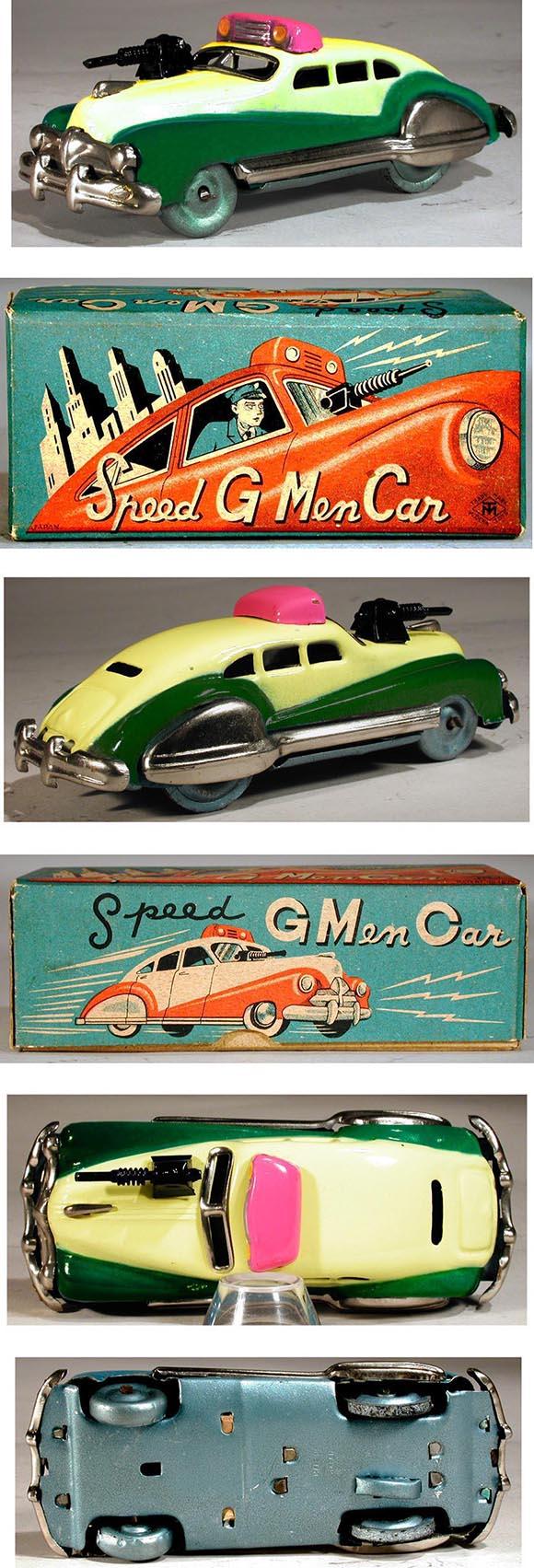 1948 Masudaya, Speed G Men Car (Ford Streamliner) in Original Box